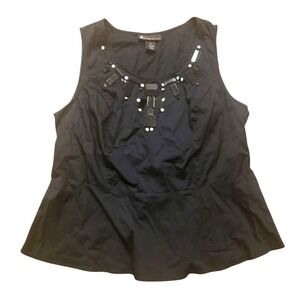 Lane Bryant Plus 18 2X Black Peplum Tank Top‎ Dressy Shirt